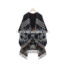 15PKCP05 2016 mais recente moda Lady tecido acrílico poncho de capa de impressão asteca